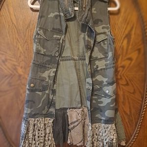 OOAK Vintage 316 Camo Vest Lace Bottom